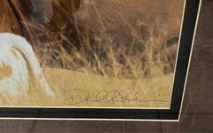 DAVID R STOECKLEIN Mother Child Texas Longhorn Signed Framed Photo 30.5″ x 41″