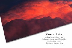 Storm Clouds Photography Print: Texas Cumulonimbus Fiery Red Sunset Sky Photo