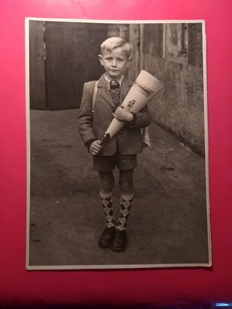 Old XL photo antique boy stockings school bag school boy school jacket old photo AK