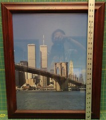 Brooklyn Bridge World Trade Center Twin Towers Color Photograph Framed