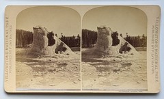 F Jay Haynes / Grand Greyser sic Cone Upper Basin 1038 Stereoview Grand Geyser
