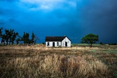 Abandoned Photography Print – Picture of Old House on Stormy Evening in Oklahoma
