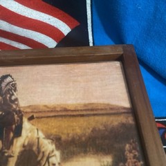 VTG Edward Curtis Native American Handmade Oasis Of The Badlands Wooden Box