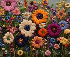 Digital TV Wallpaper Images Instant Download Floral Embroidery Textured Art