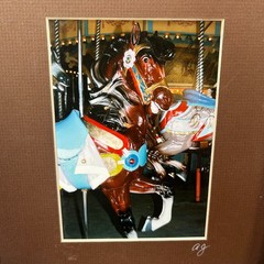 Vintage Photography Paragon Park Carousel AJ Wiser Signed Framed 13×10 Hull MA