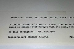 JOFFREY BALLET 8×10 HERBERT MIGDOLL PRESS PHOTO JILL DAVIDSON DANCE VTG DANCER