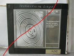 Old glass positive MAN 1933 turbine disc, 10x9cm industrial image