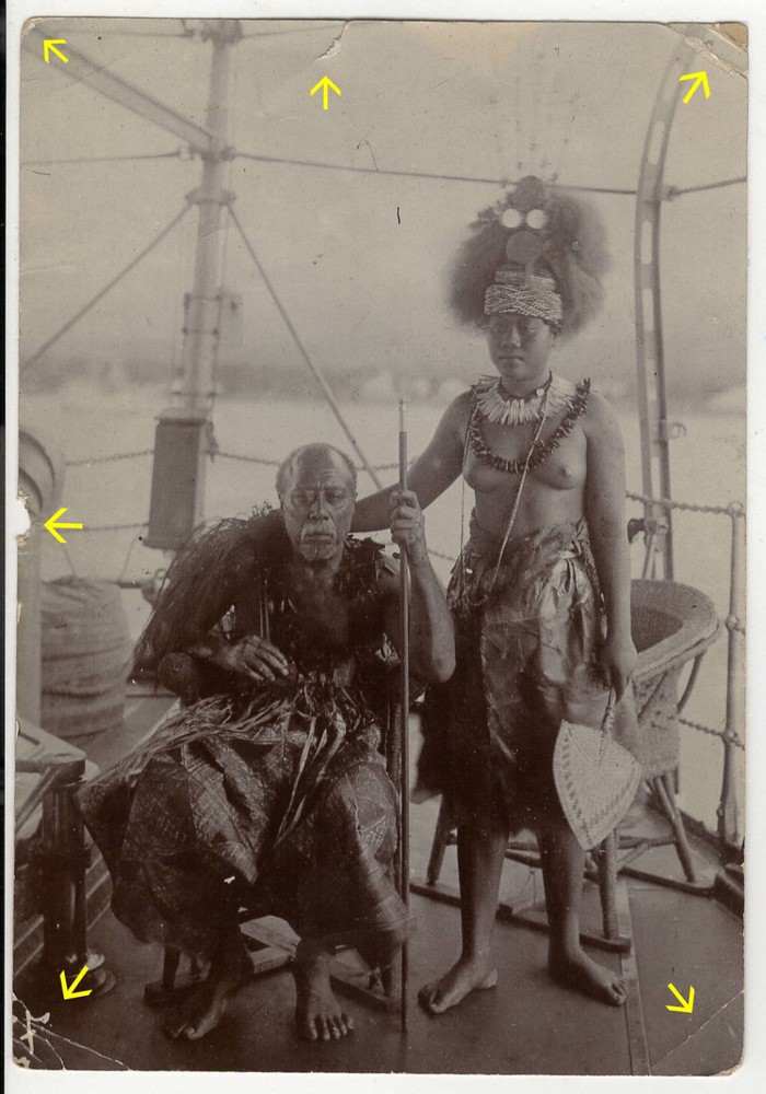 14x9cm orig photo 1905 German colony Samoa King Mataafa with daughter photo