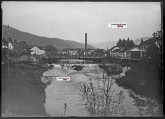 Old Black And White Photo Glass Plate Negative 13X18 Cm Vagney Village Water