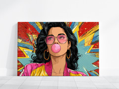 Colorful Pop Art Girl Print, Woman Retro Bubblegum Poster 80s Inspired Pop Decor