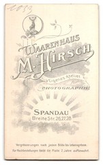 Photograph M. Hirsch, Berlin-Spandau, Breite Str. 26, portrait gentleman in suit mi