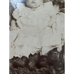 Vintage Baby Portrait Photo Picture Fur Blanket Cardboard 6.5″ x 4.25″