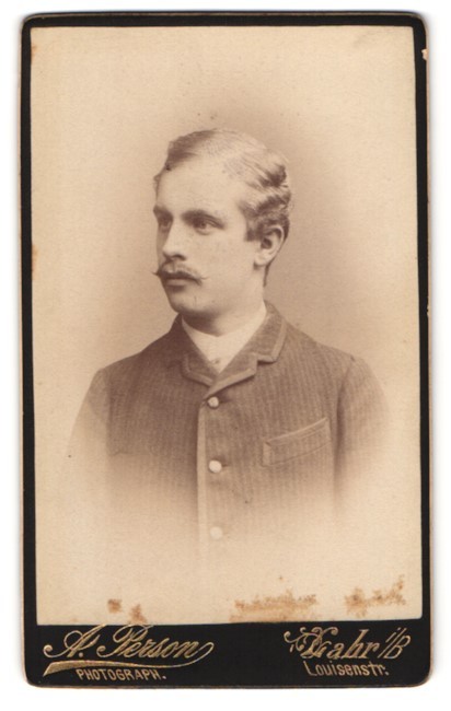 Photograph A. Person, Lahr i. B., Louisenstr., portrait young man with snout