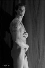Nude male art model photographs, three 4×6″ prints