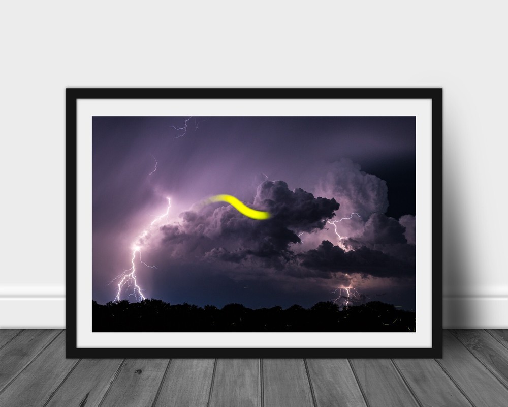Lightning storm photography print firefly bug picture nature wall art photo
