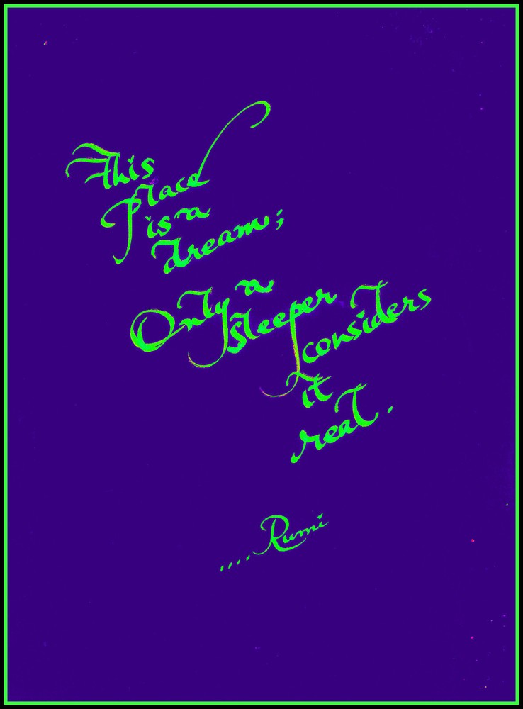 «THIS PLACE IS A DREAM, ON….», 4×6″ matted calligraphy print, FREE SHIPPING!!
