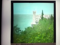 Vintage Glass Slide Photo Plate Pre MIRAMARE ITALY ITALY c1906 8×8 HAND COLORED