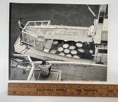 VTG Large Black & White Photograph Photography Print Nautical Fishermen Boat #2