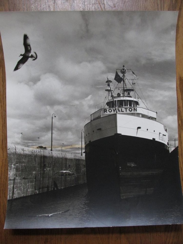 Vintage 1970 Lansing MI Artist Photo Print – Lg 14×17 B/W – Freighter «Royalton»