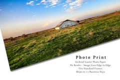 Barn Photography Print: Oklahoma Great Plains Blue Sky Farm Country Photo