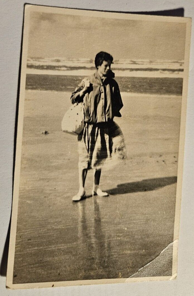 Woman Young Walking On Beach (13.5×8.5) Original Photo