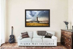 Drilling Rig and Storm on Summer Day in Oklahoma Photo Print (Unframed)