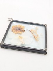 Vintage Beveled Pressed Flower Glass Leaded Lead Small Wall Art Moth Butterfly