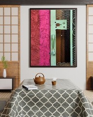 Screen Door Abstract Green Pink Red Wall Art Design Street Photography