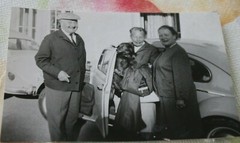 Photo 1964 VW Beetle car dog dog women woman M20