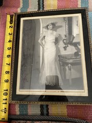 Vtg 1930s Glamour Woman Portrait 8×10 B&W Photo in Ornate Gold Deco Frame