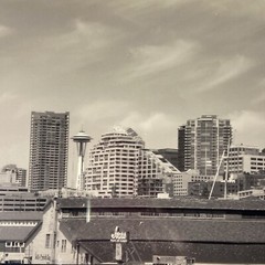 Vintage Photo Seattle City Landscape 21st World’s Fair Space Needle Elliot Bay