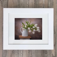 Floral Print of White Tulips wall art print home decor.