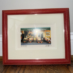 Framed Signed D. Jarry “Aux Trois Etages” Restaurant Terrace Mougin France Print