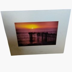 Aliso Beach Pier Photo Laguna Beach CA Sunset Vtg Lang Print 1988 20 x 16