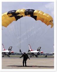 Golden Knight Paratrooper W/ Thunderbirds In Background Silver Halide Photo