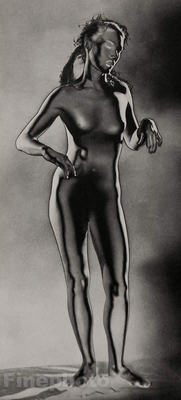 1951 Vintage ALFRED GESCHEIDT Female Nude Woman Body Solarized Photo Gravure