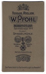 Photograph W. Pfohl, Hohenelbe, Bahnhofstr. 4, monogram of photographer in royal