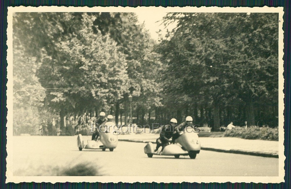 Foto Motorrennsport Seitenwagen MZ Motorrad Oldtimer DDR OLD MOTORCYCLE Photo
