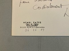 Henri Patez A Jean Dieuzaide Original Lithograph Greeting Card 2000 Etching