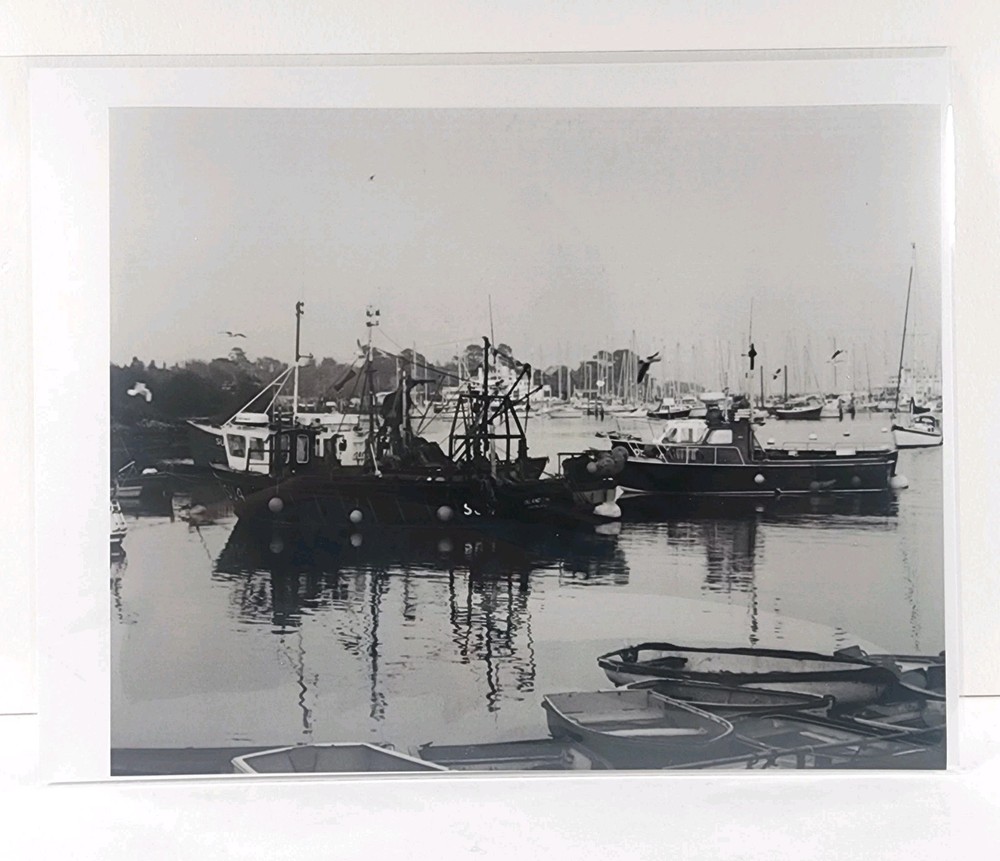 Vintage (Reprint) 8X10 Photograph Boats In Europe 1973 Black & White Fishing
