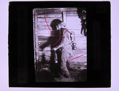 mining miner rescue equipment antique hist. large glass picture