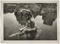 1925 Original MARCEL PAUL MEYS Female Nude Woman Landscape Art Deco Silver Photo