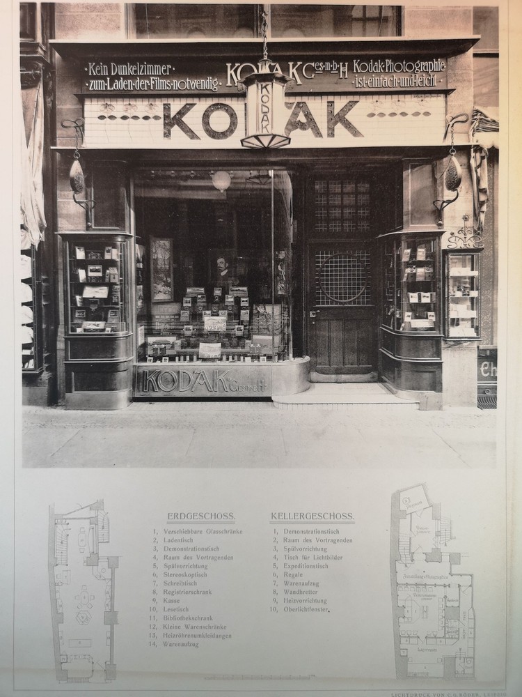 Illuminated print circa 1895. Kodak Company Sales Office. Berlin, Leipzigerstr.