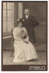 Photograph A. Binder, Ebingen, young woman in elegant dress with a rose in front