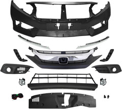 Complete Front Bumper with Fog Lights Set Replacement for 2016 2017 2018 Honda C
