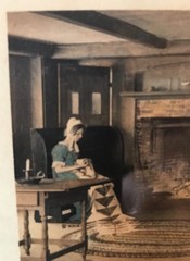 Interior Scene Quilting 1915 by Wallace Nutting Signed Framed A216