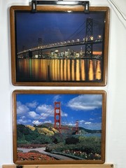 Vintage Art San Francisco Golden Gate & Oakland Bay Bridge 21.5×17.5 John Wagner