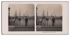 Ostend / Belgium 1906 – Port Sailing Ships Steamer City – Old Stereo Photo
