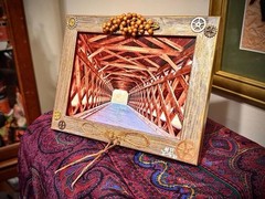 OOAK Framed Photo Sachs Covered HAUNTED Bridge Gettysburg PA Rustic Decor