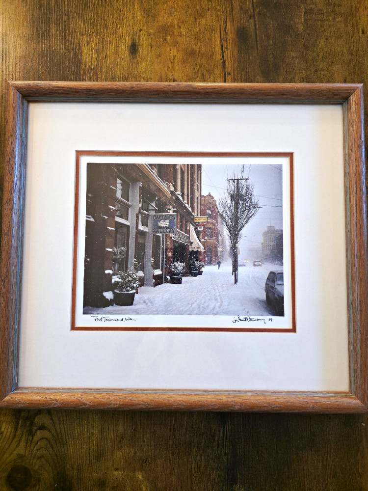 Kent Stansbury Signed Framed Matted Photo Port Townsend WA Snow Street 1997